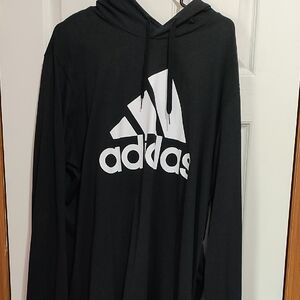 adidas Black Hoodie with White Trefoil Logo